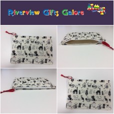 Zip Clutch / Purse / Bag / Pouch - Cats White